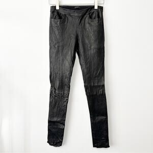 Theory black Italian leather pants stretch size 6 size 28 mobwife designer